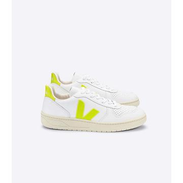 Veja V-10 LEATHER Women's Sneakers White/Mint | NZ 647HAP